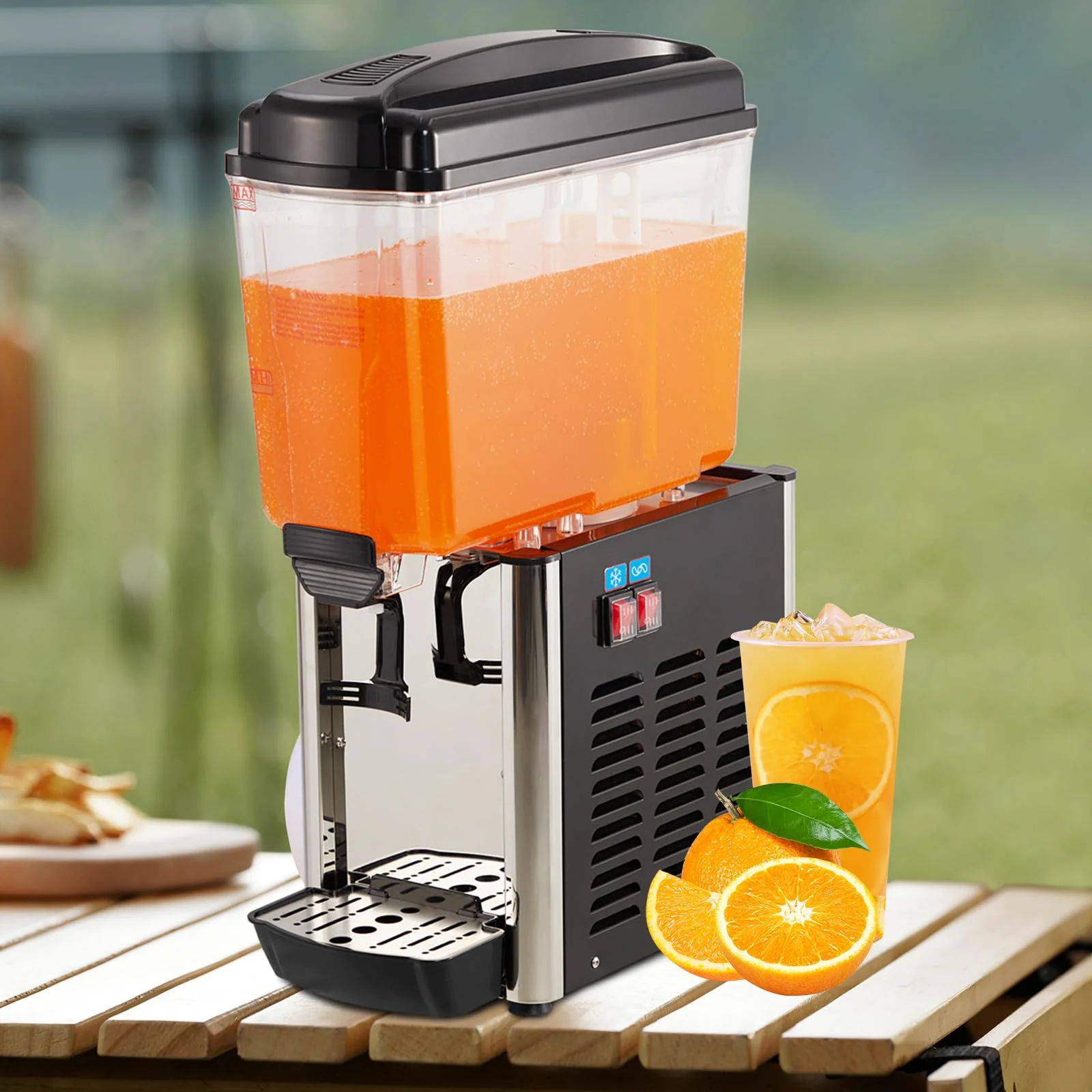 GARVEE 18L (4.8 Gallon) Commercial Juice Dispenser, 1 Tank, Stainless Steel Beverage Dispenser for Slushy, Cold Drink, Restaurant