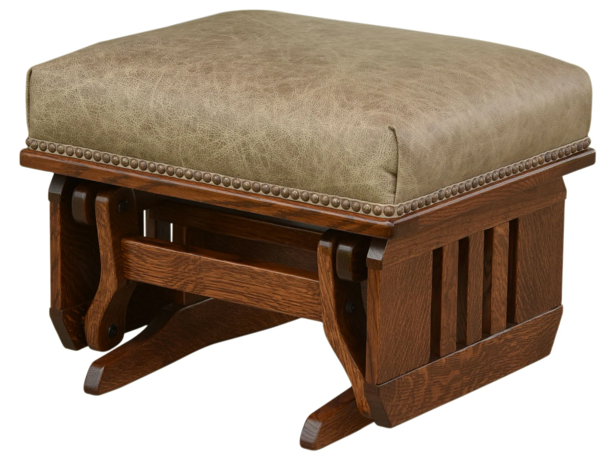 Amish Mission Ottoman with Slat Sides