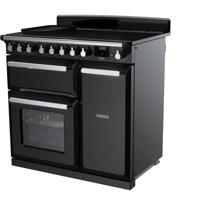 Rangemaster Estel Deluxe 90cm Induction Range Cooker | Black/Chrome | ESDL90EIPGBL/CM1