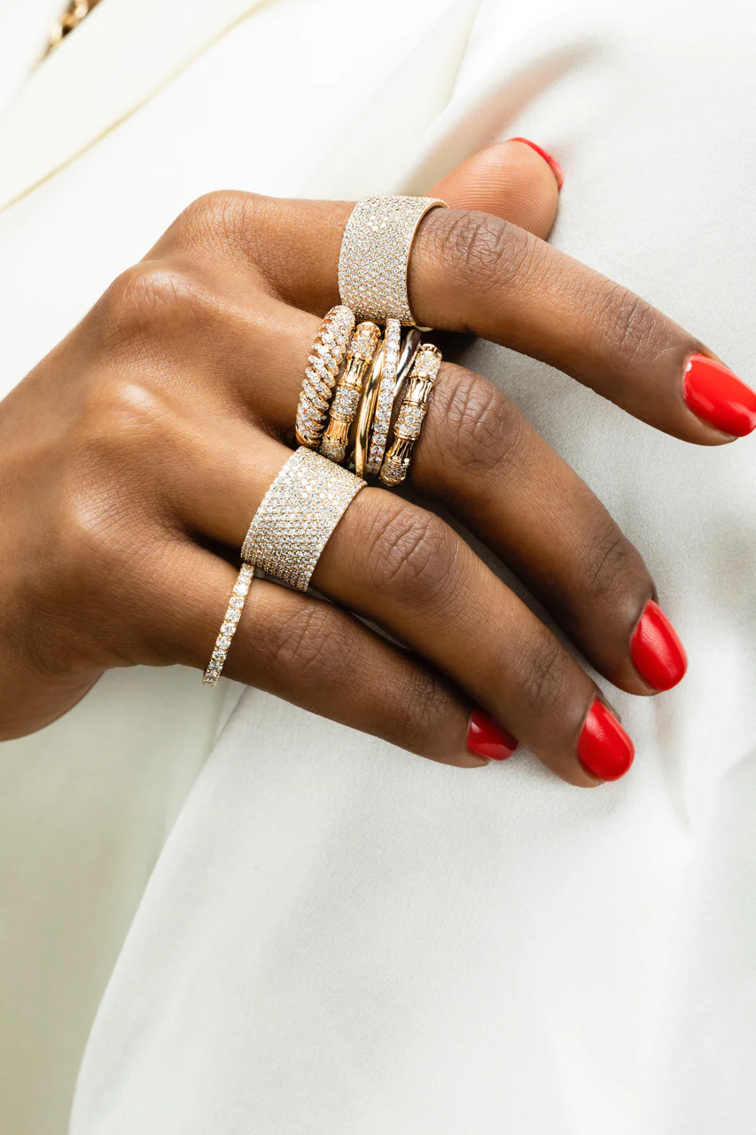 With a Twist Date Ring - White Diamond / 14k Yellow Gold and Sterling Silver