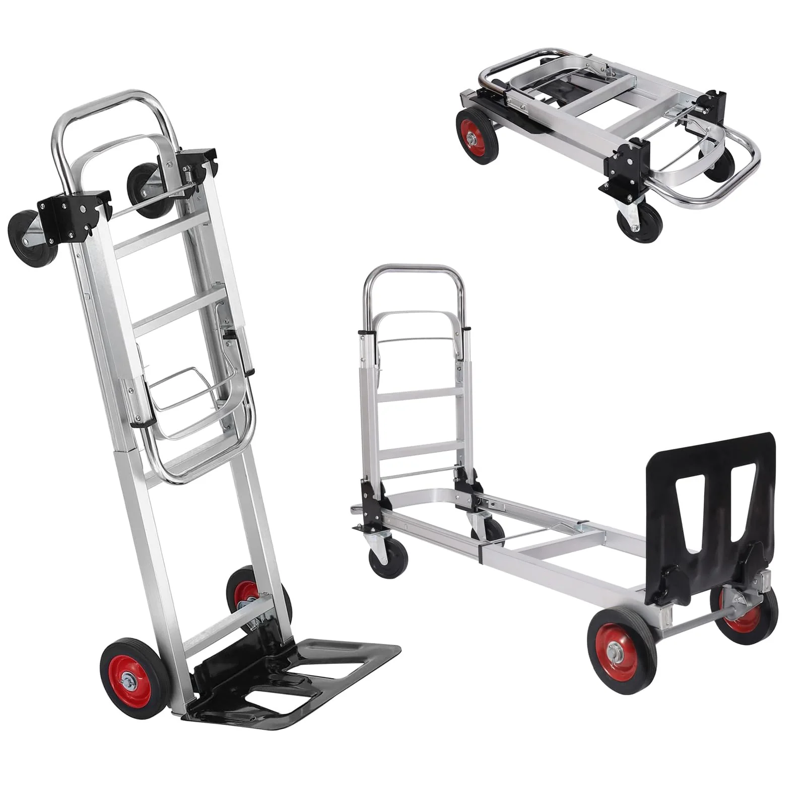 Garvee 2-in-1 Convertible Hand Truck Dolly Max 700 LBS, Telescoping Handle, Industrial Wheels, Metal Construction, Compact Storage, Warehouse & Garden Use