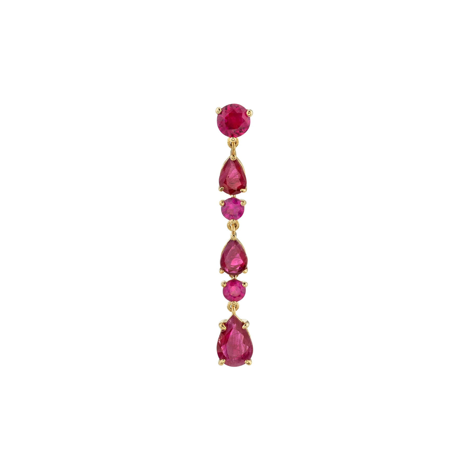 Pear Drop Chain Earring - Ruby / 14k