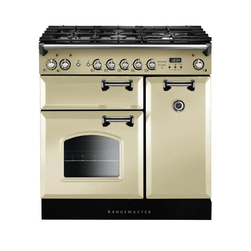 Rangemaster Infusion Classic 90 Dual Fuel Cream with Chrome trim | INC90DFFCR/C