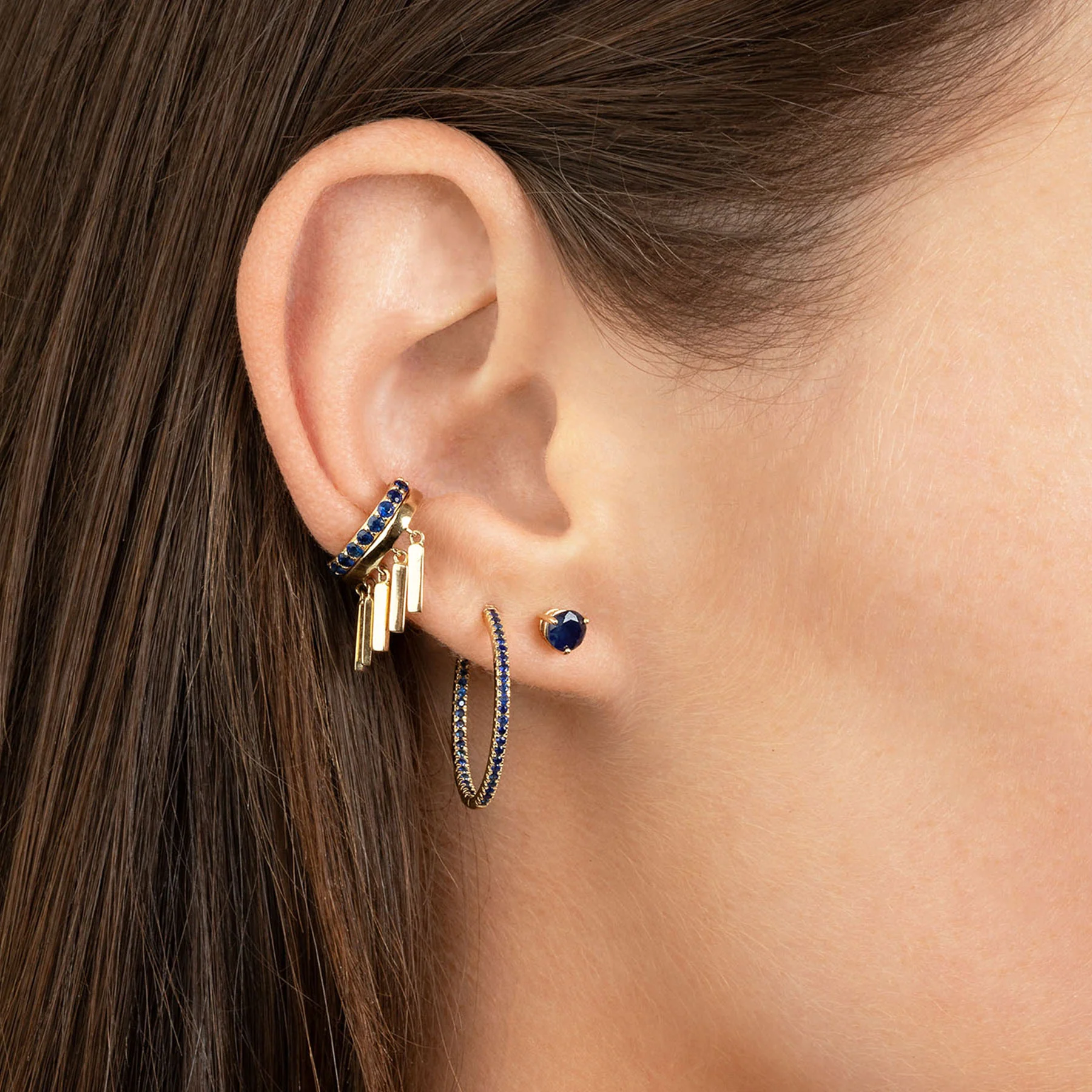 4.5mm Round Stud - Blue Sapphire / 14k Yellow Gold