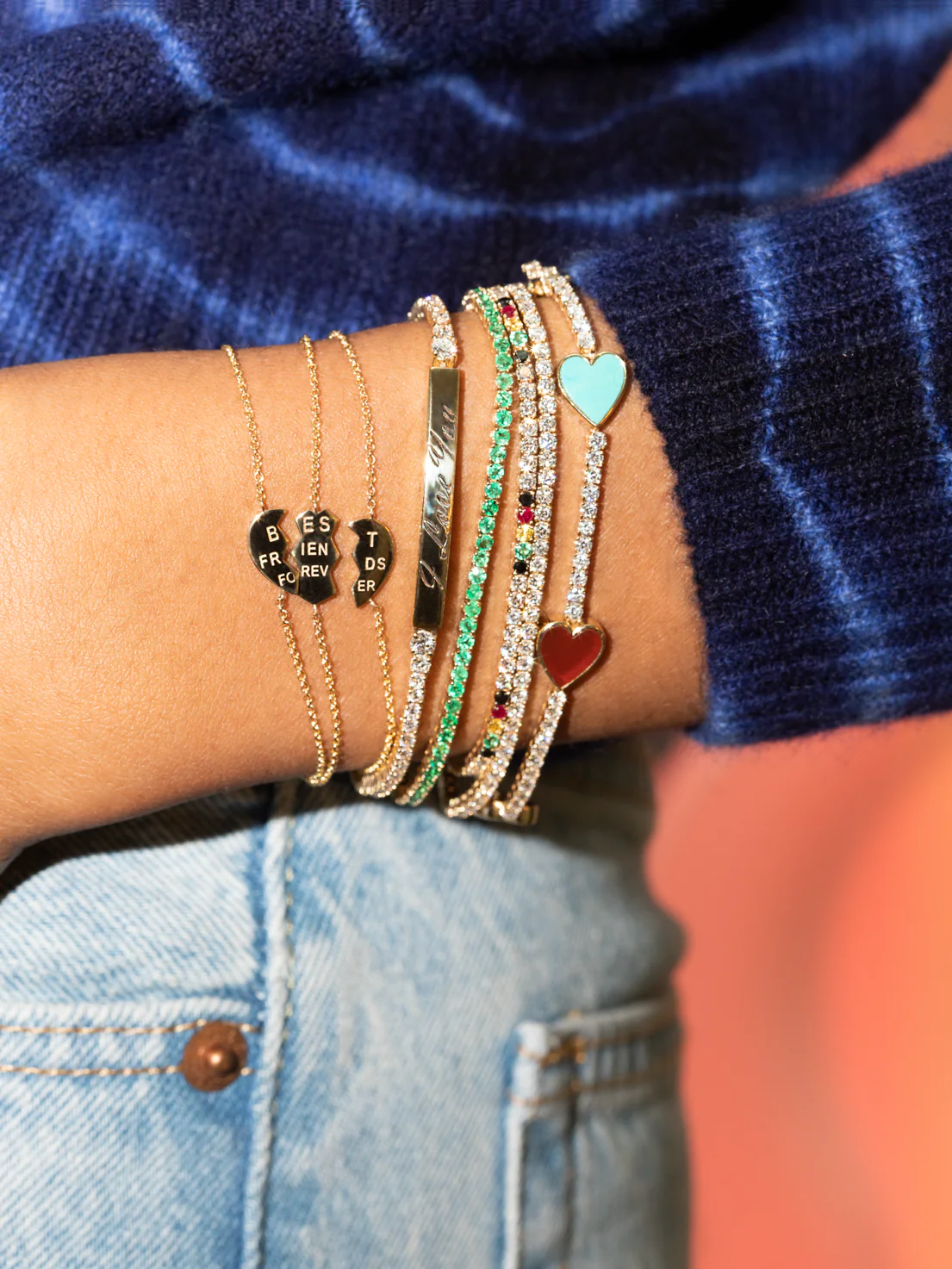 ID Tennis Bracelet - White Diamond / 14k Yellow Gold