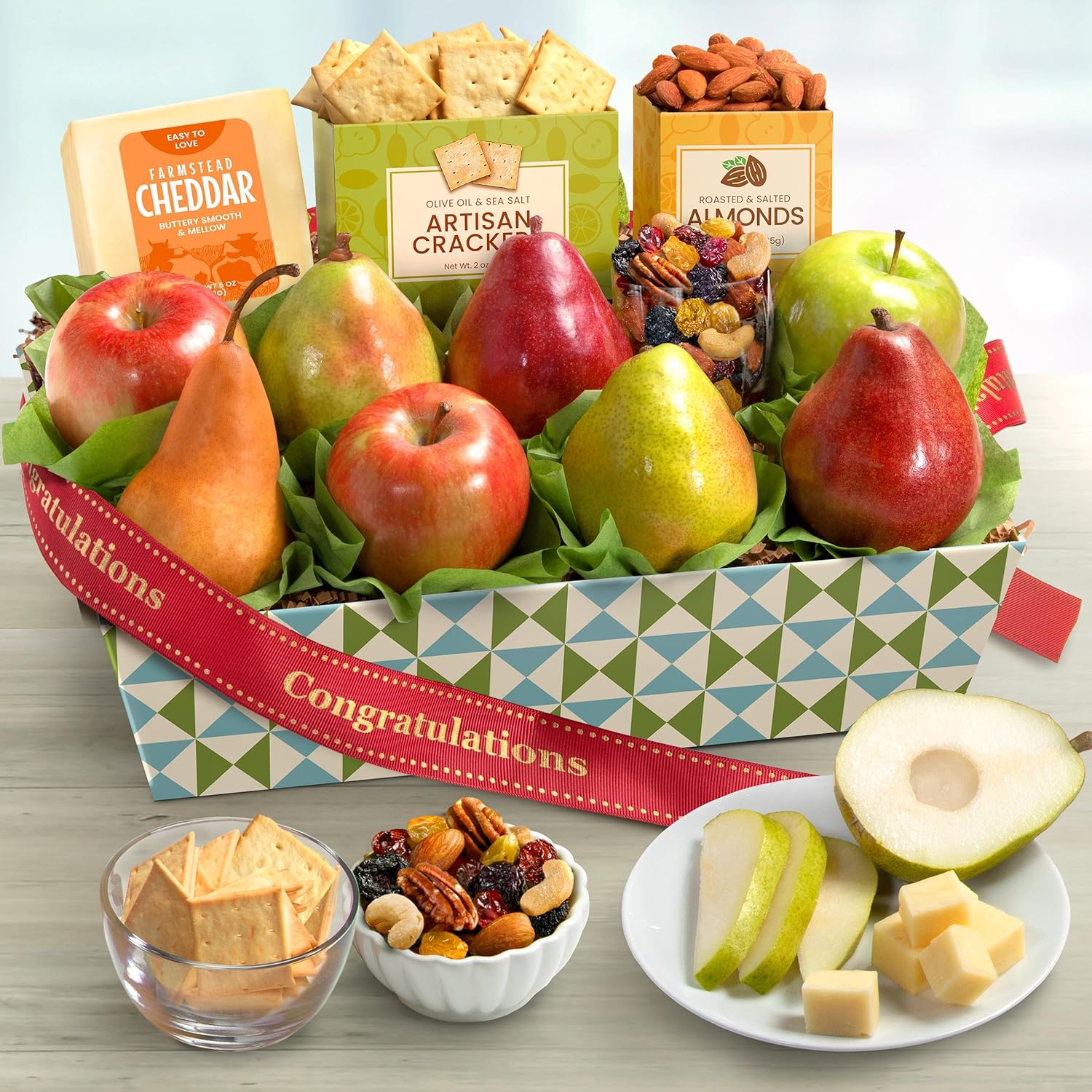 Happy Holidays Fresh Fruit Basket with Cheese and Nuts