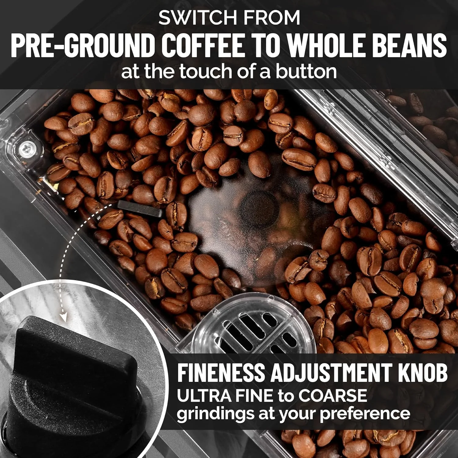 Automatic Coffee Espresso Machine With Grinder 7” Touch Screen, 20 Coffee Recipes, 10 User Profiles