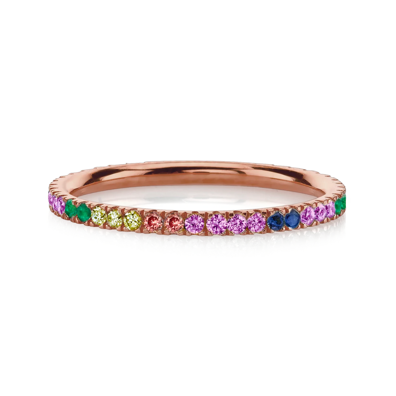 Perfect Eternity Band - Rainbow / 14k Rose Gold