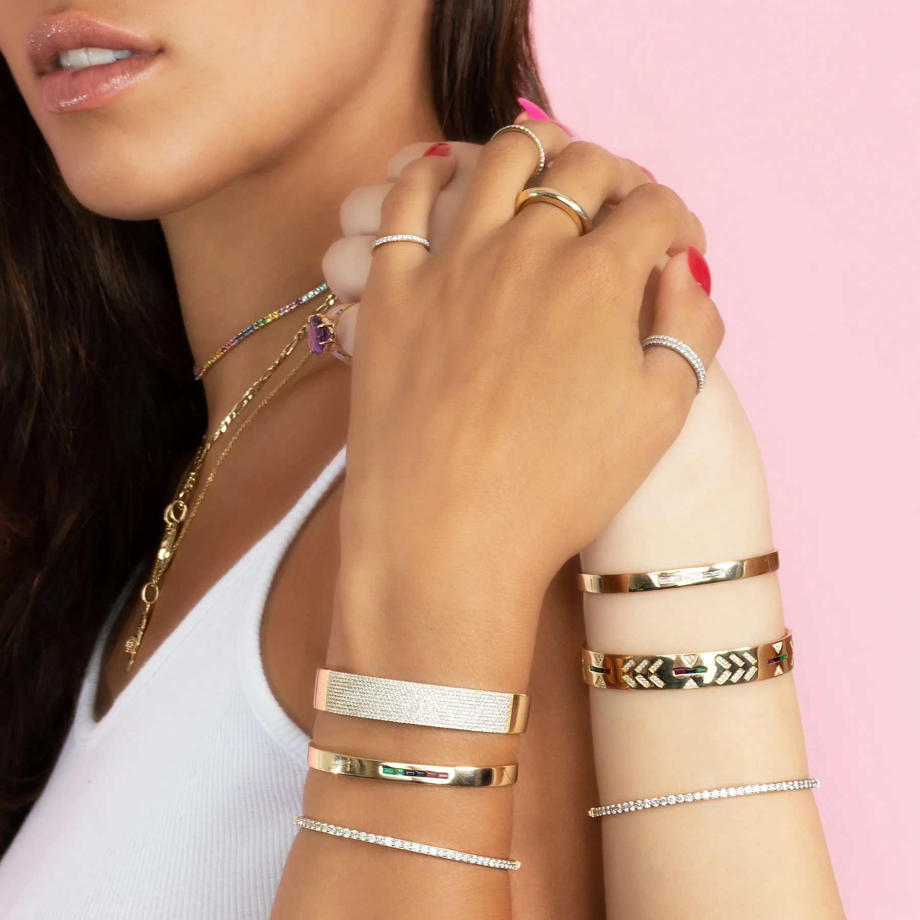 Baguette Cuff - Tattoo / 14k Yellow Gold