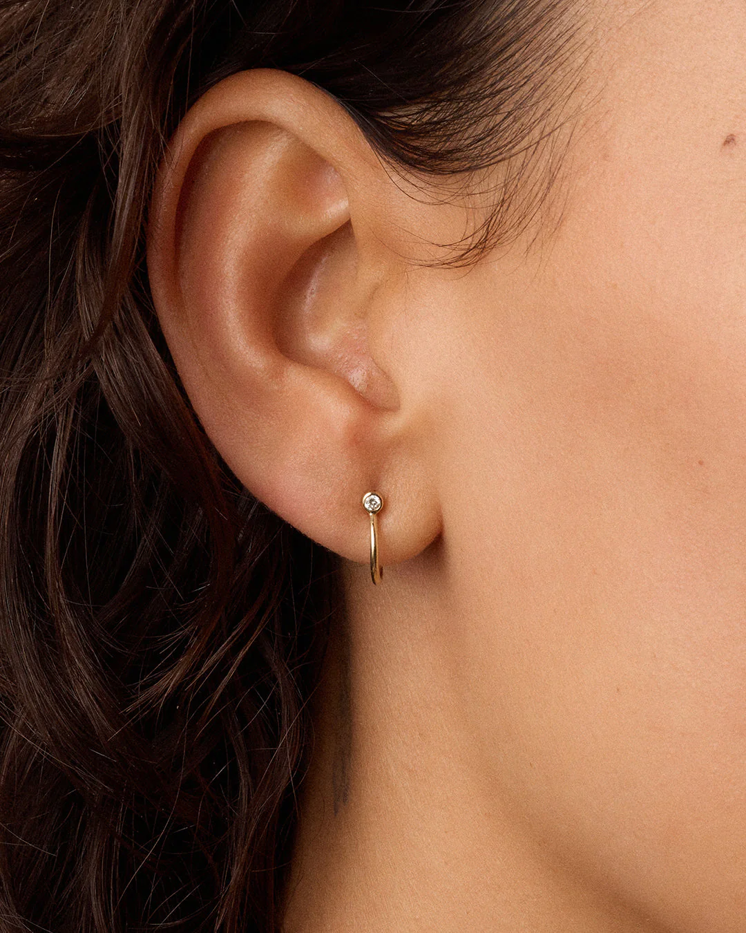 Lab Grown Diamond Circle Stud Single Huggie