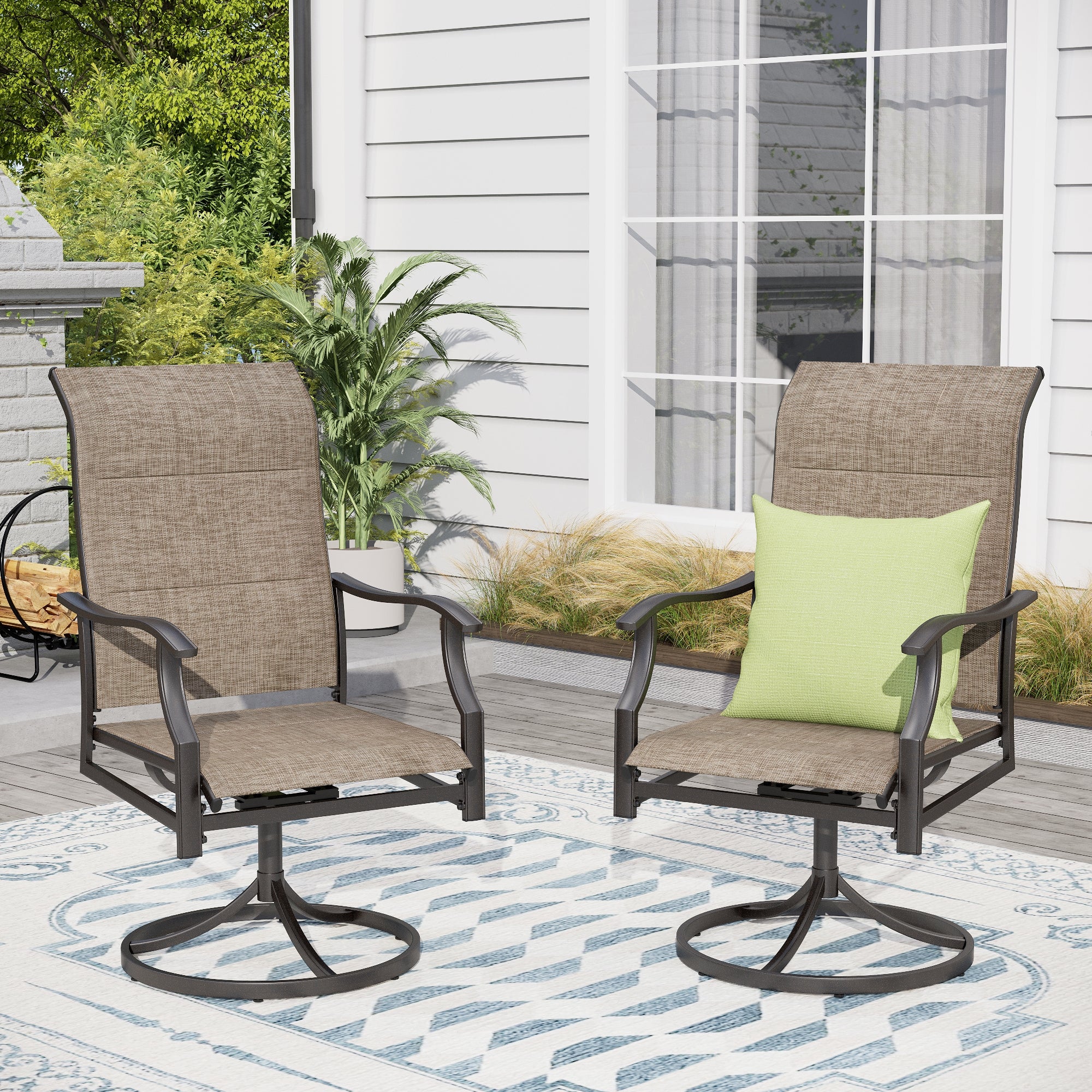 Sophia & William High-back Padded Swivel Textilene Patio Dining Chairs