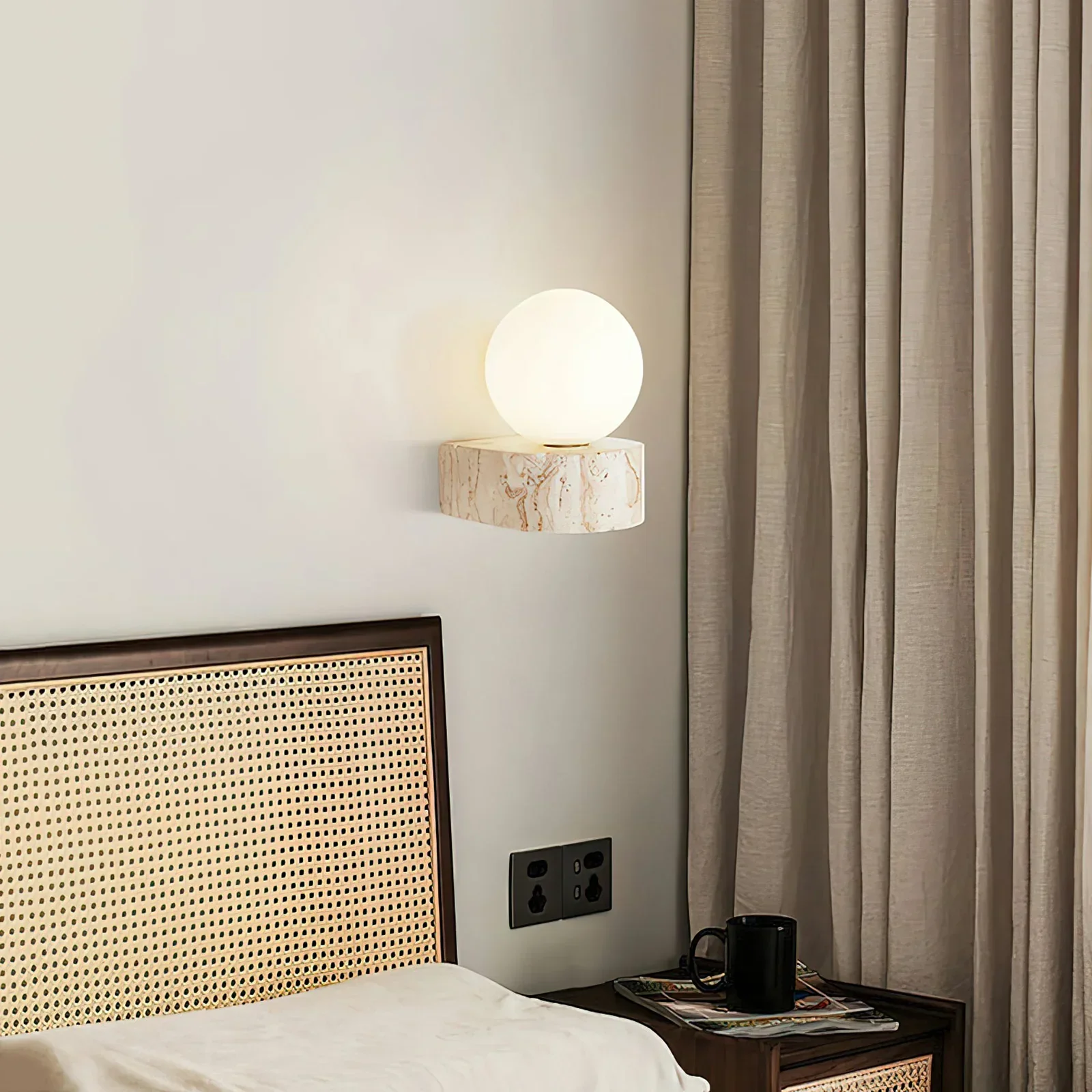 Globe Byers Travertine Wall Lamp