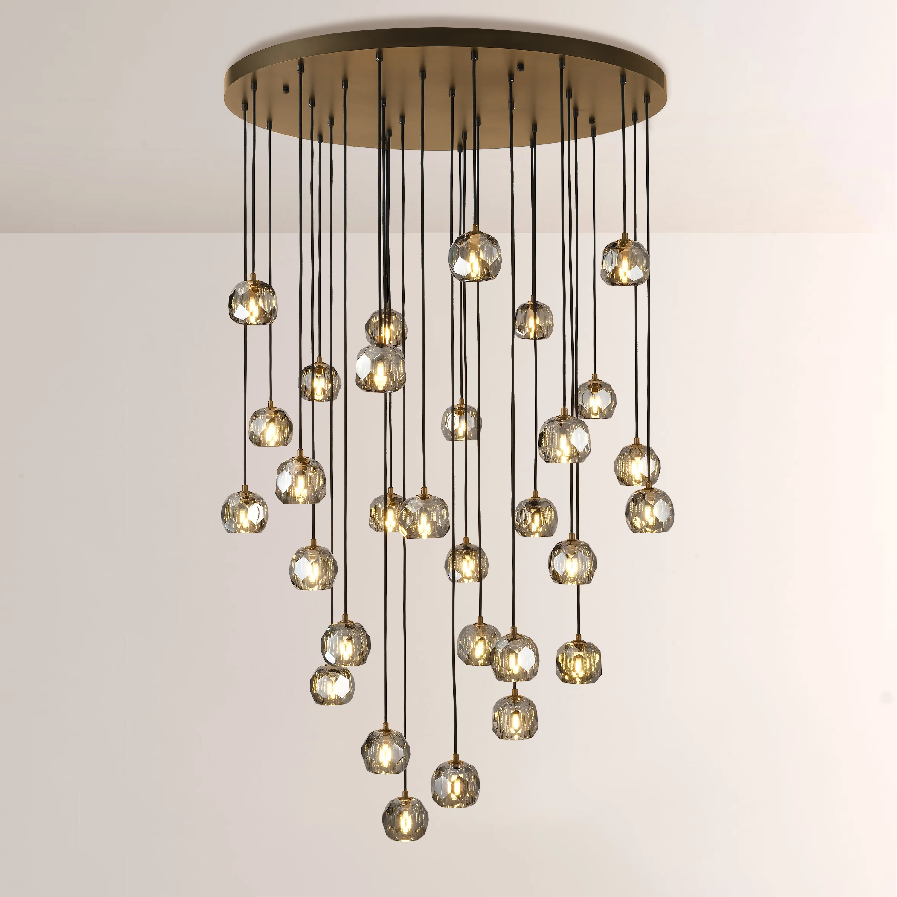 Balle Smoke Crystal Round Cluster Chandelier 40