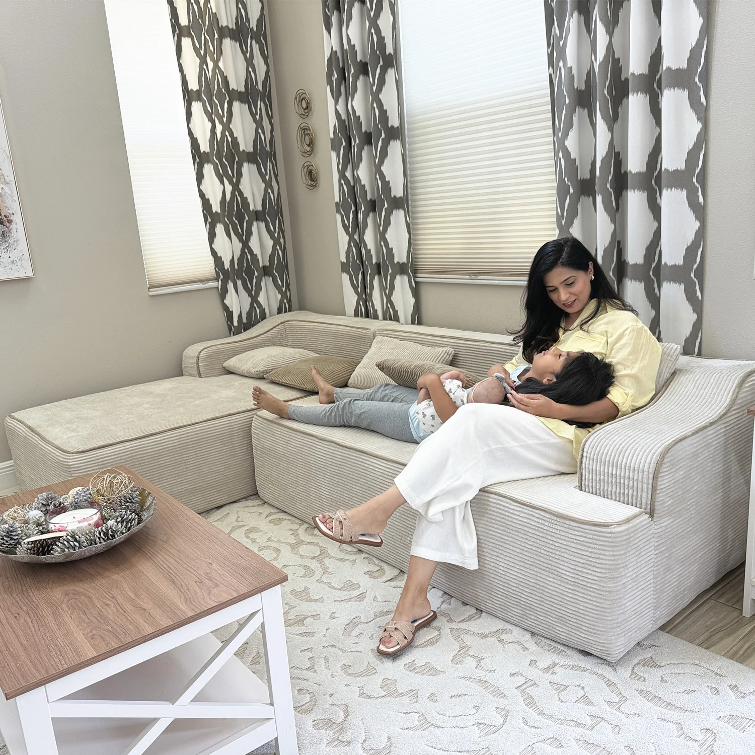 3 Seat Convertible L-Shaped Sectional Sofa Couch for Living Room