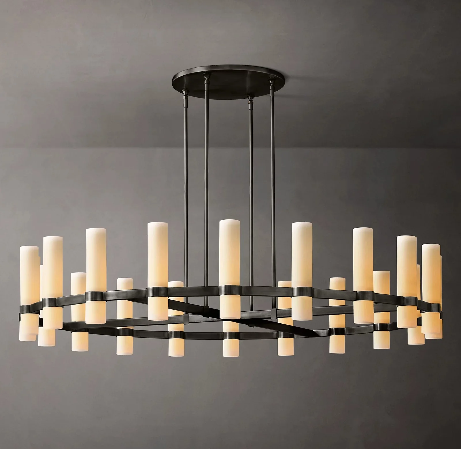 Rata Round Milk Glass Chandelier 60