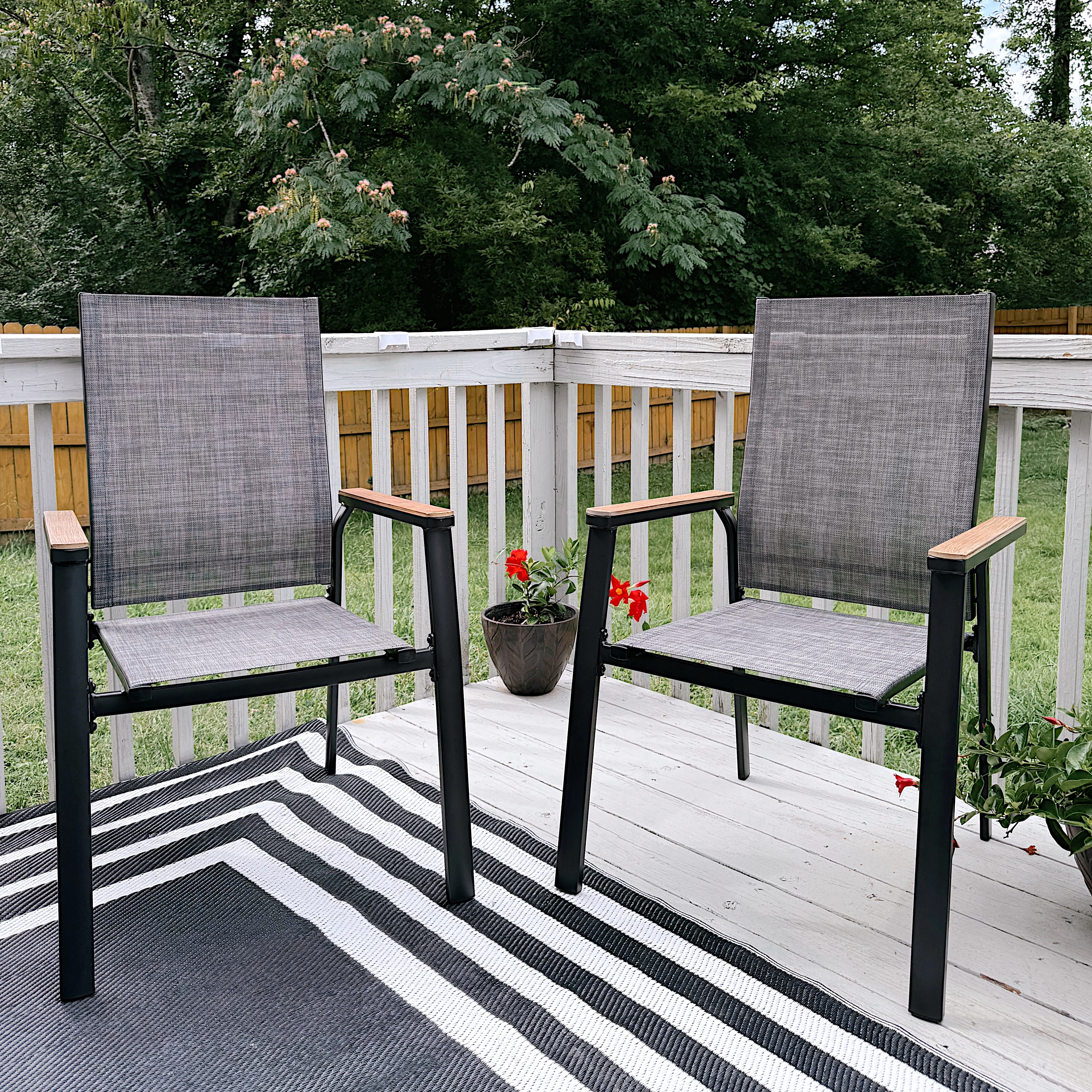 PHI VILLA Textilene Patio Dining Chairs, Set of 2