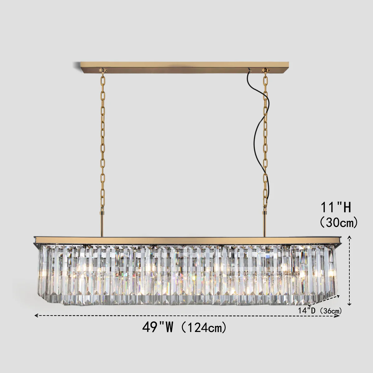 Della Tedem Single-Tier Rectangular Crystal Rod Chandelier
