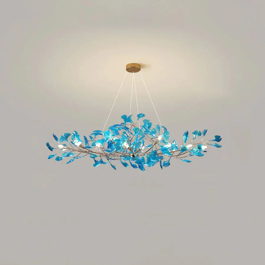 Colorful Glass Ginkgo Leaf Chandelier