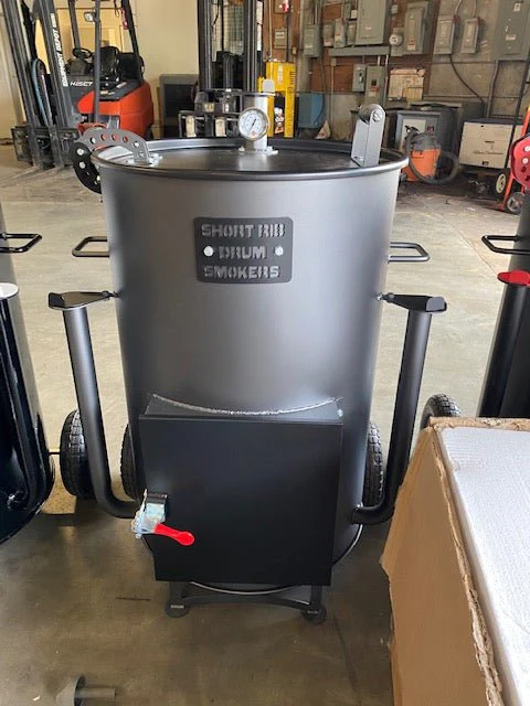 Short Rib Drum Smokers Black and Charcoal