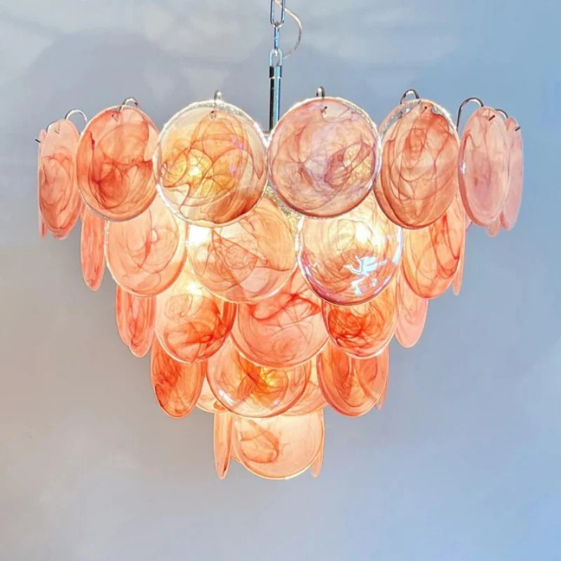 Lorina Pink Vintage Glass Chandelier
