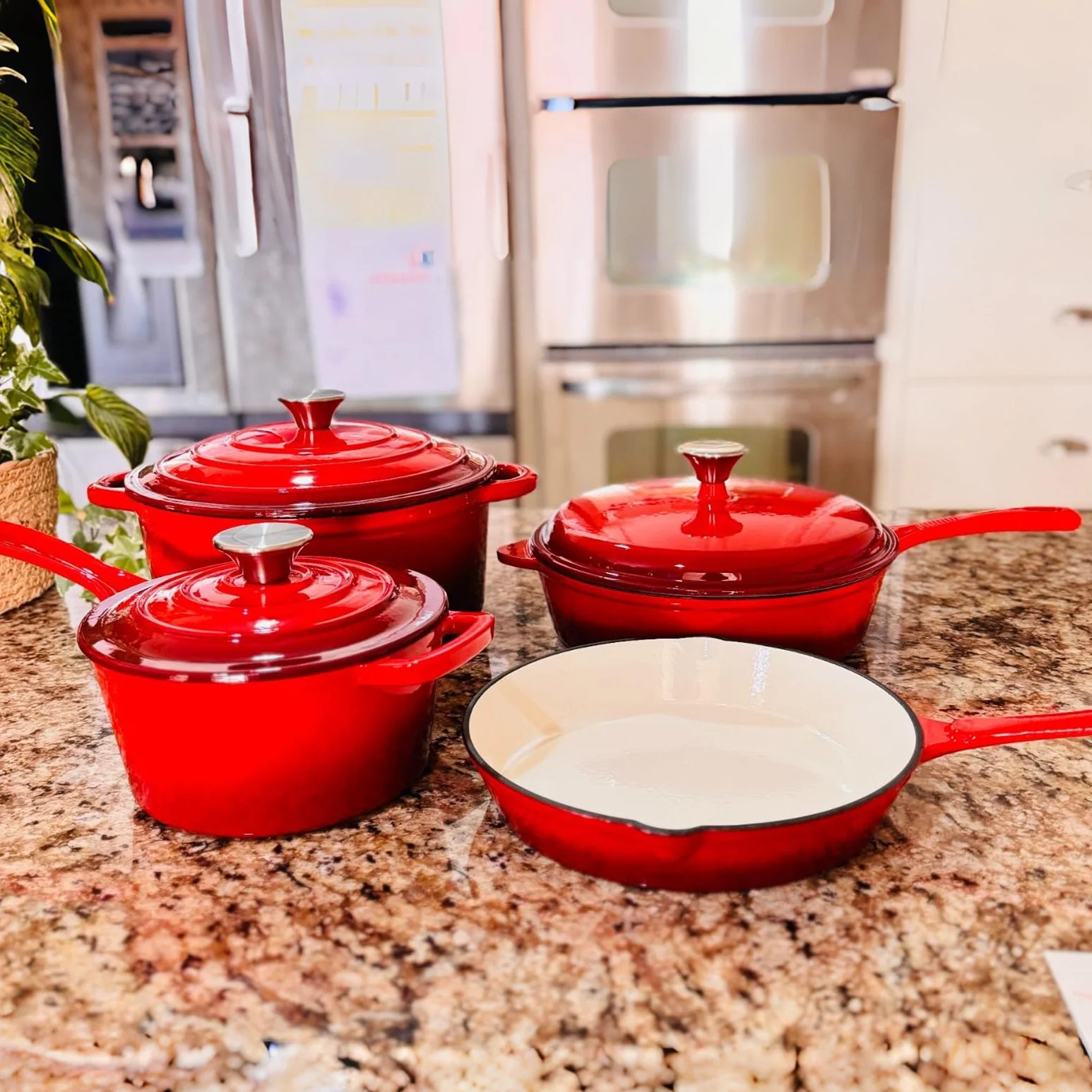 Kitchen Academy 7 Piece Enameled Cast Iron Cookware Set, PFOA&PFAS Free