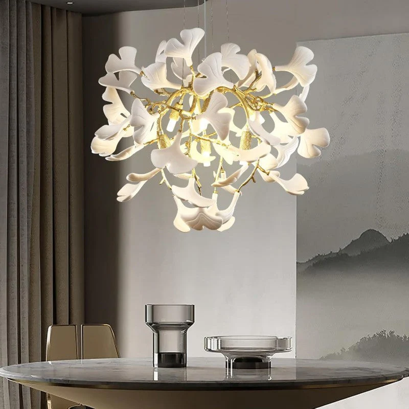 Ceramic Ginkgo Leaf Branches Chandelier
