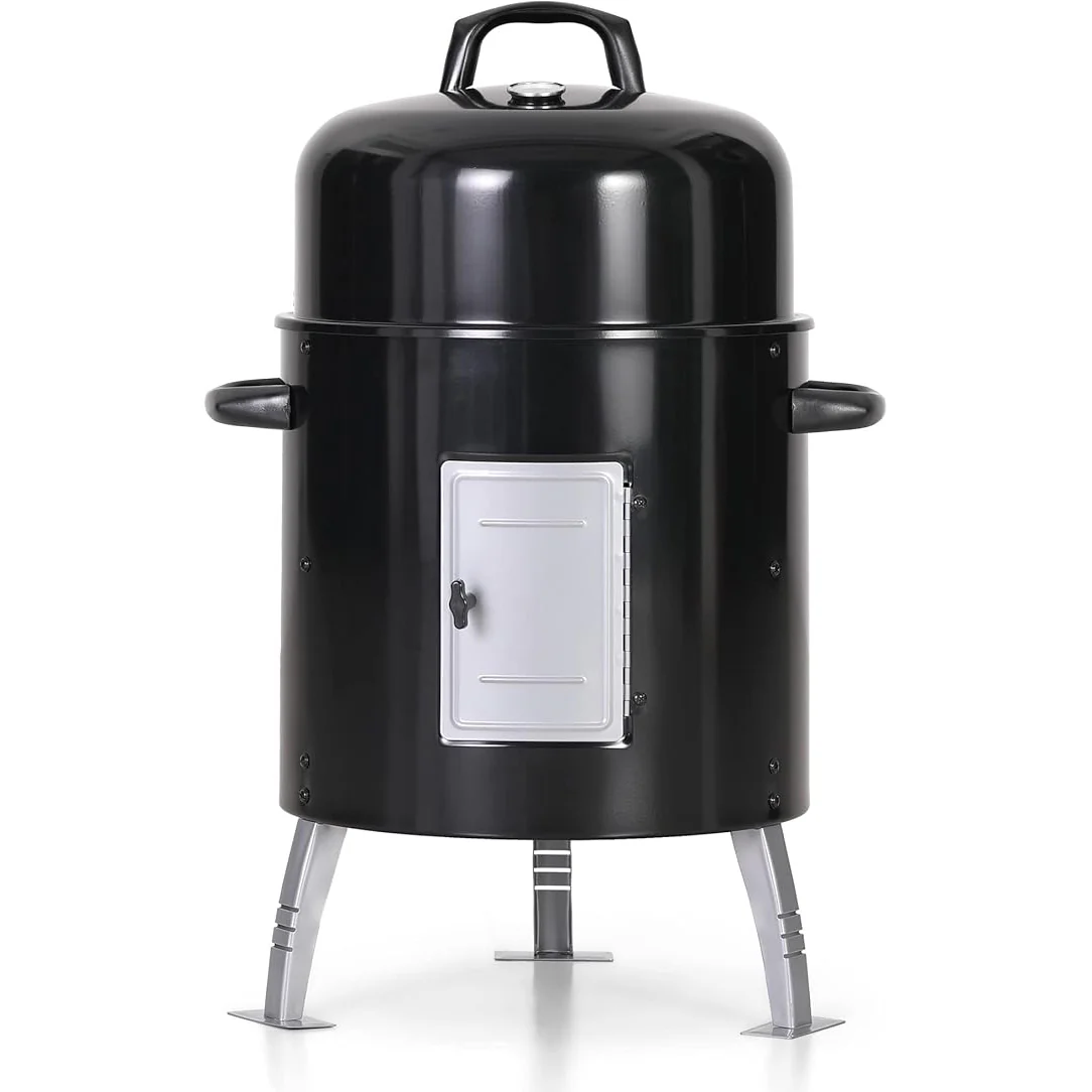 Captiva Designs 2-In-1 Vertical Charcoal Smoker & Grill with Built-in Thermometer