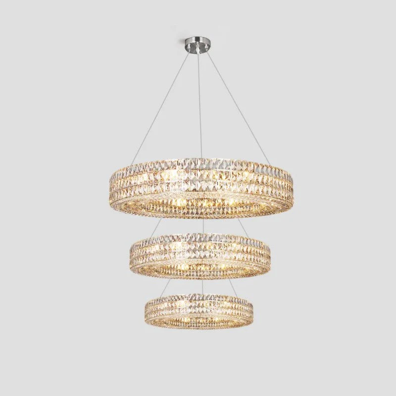 Gadsden Aster Halo Crystal Multi-Tier Ring Chandelier