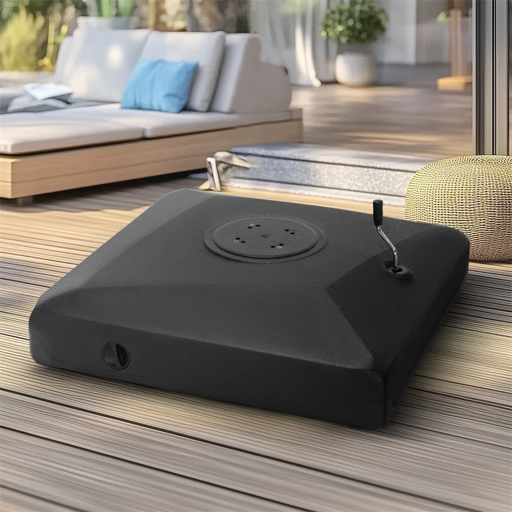 PHI VILLA Heavy-Duty Cantilever Patio Umbrella Base with Square Design, Handle, and Wheels