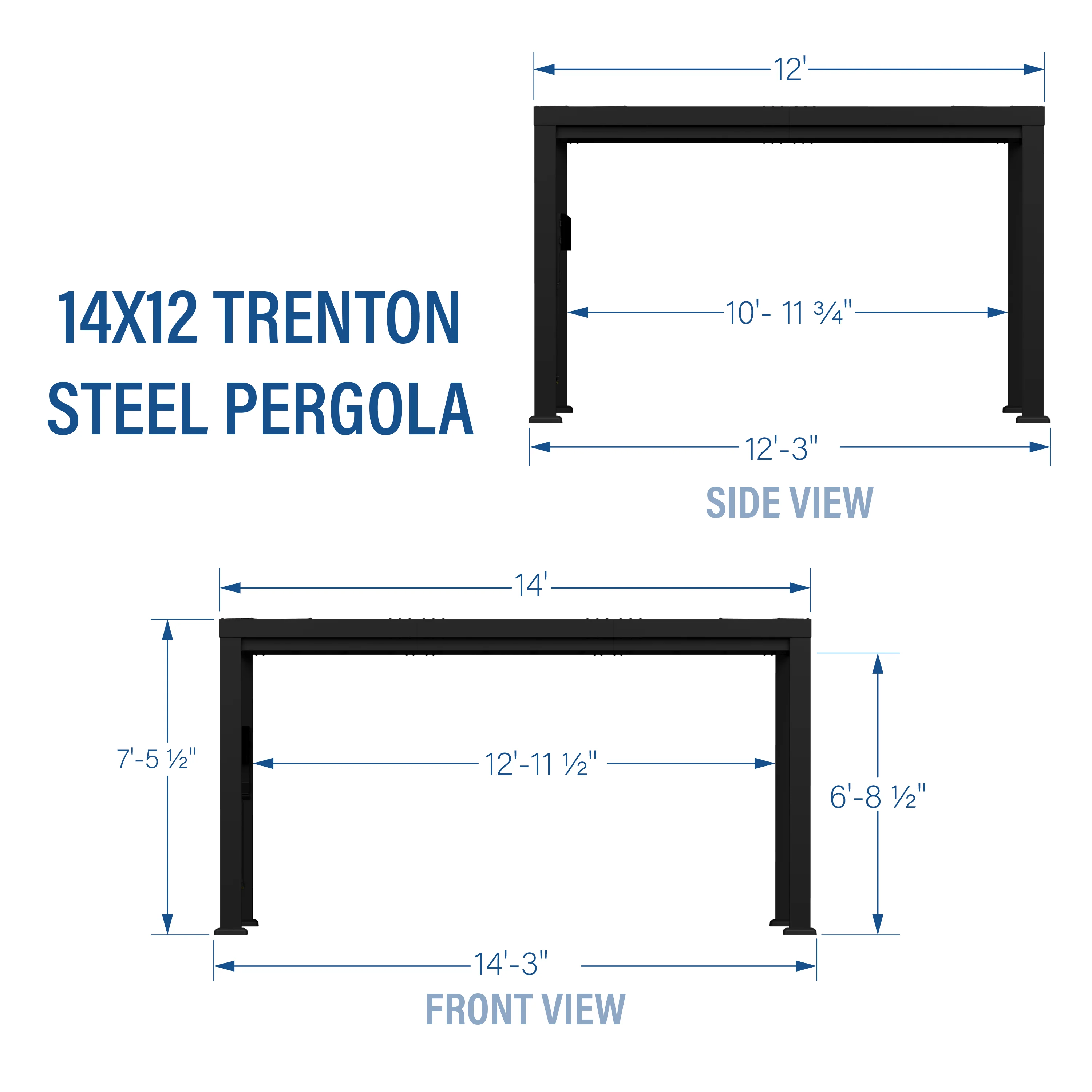 14x12 Trenton Modern Steel Pergola With Sail Shade Soft Canopy