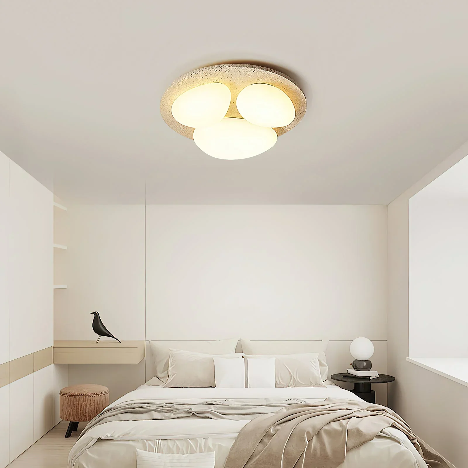 Travertine Glaze Round Ceiling Lamp