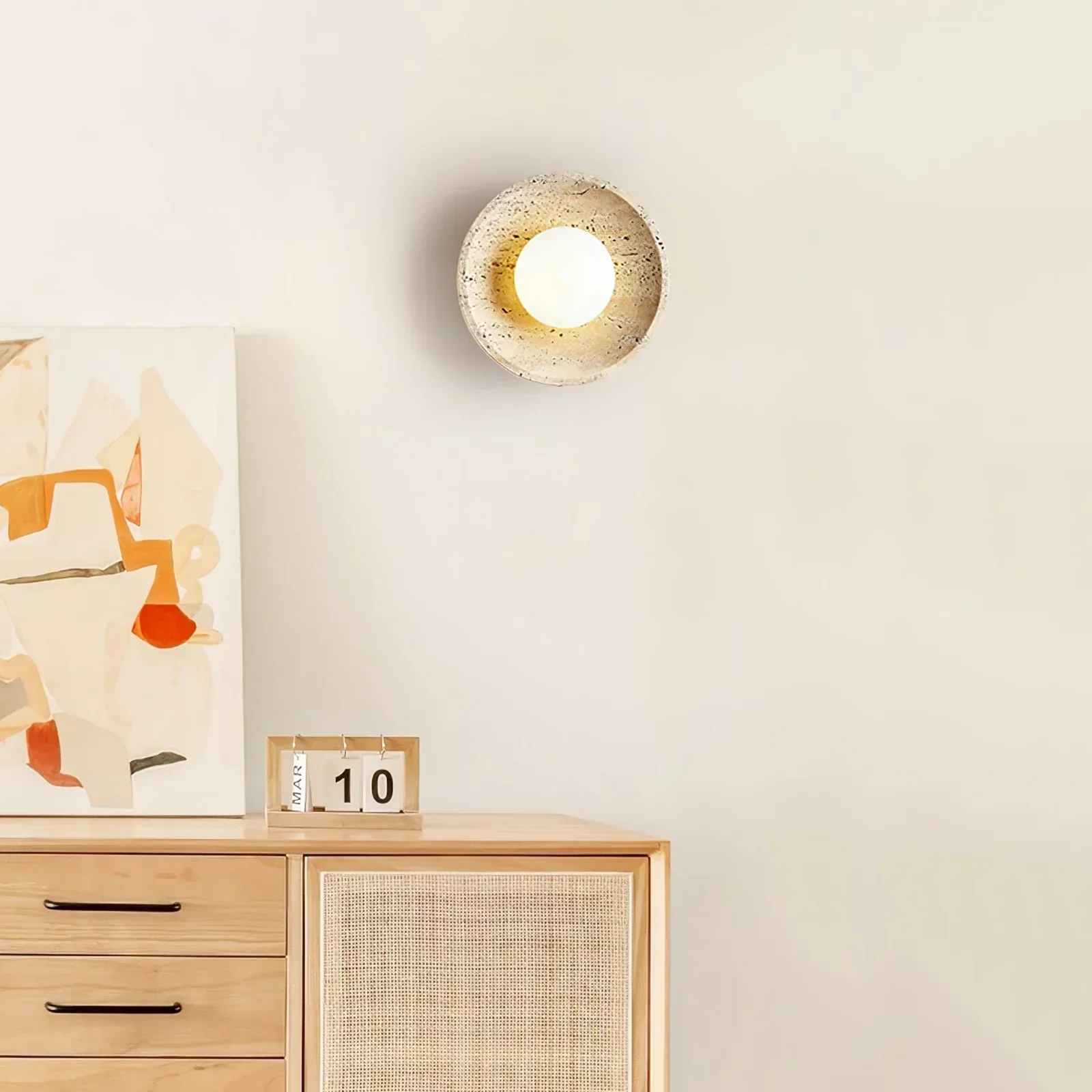 Stone Lunar Eclipse Travertine Wall Light