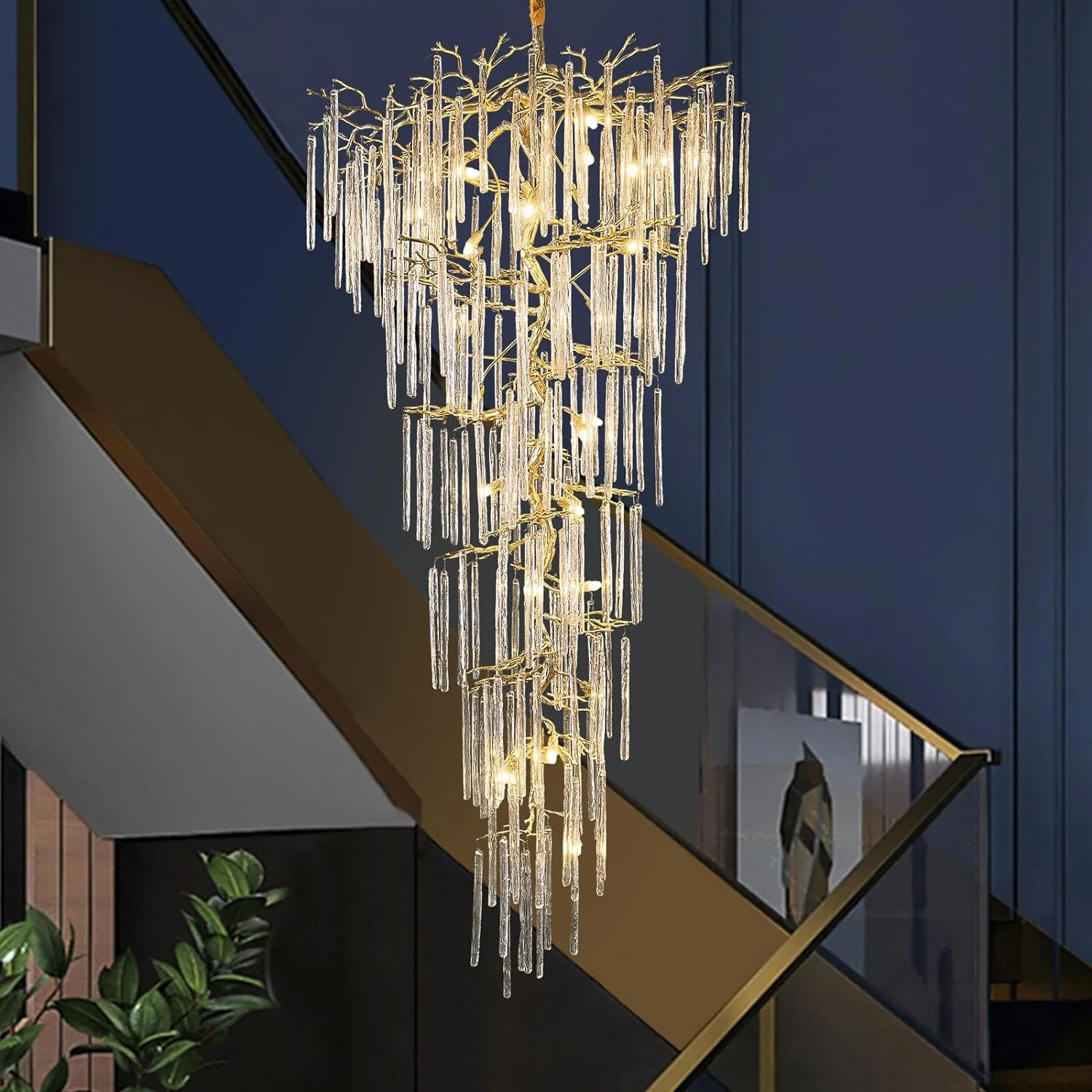 Modern Crystal Tree Branch Staircase Chandelier 95