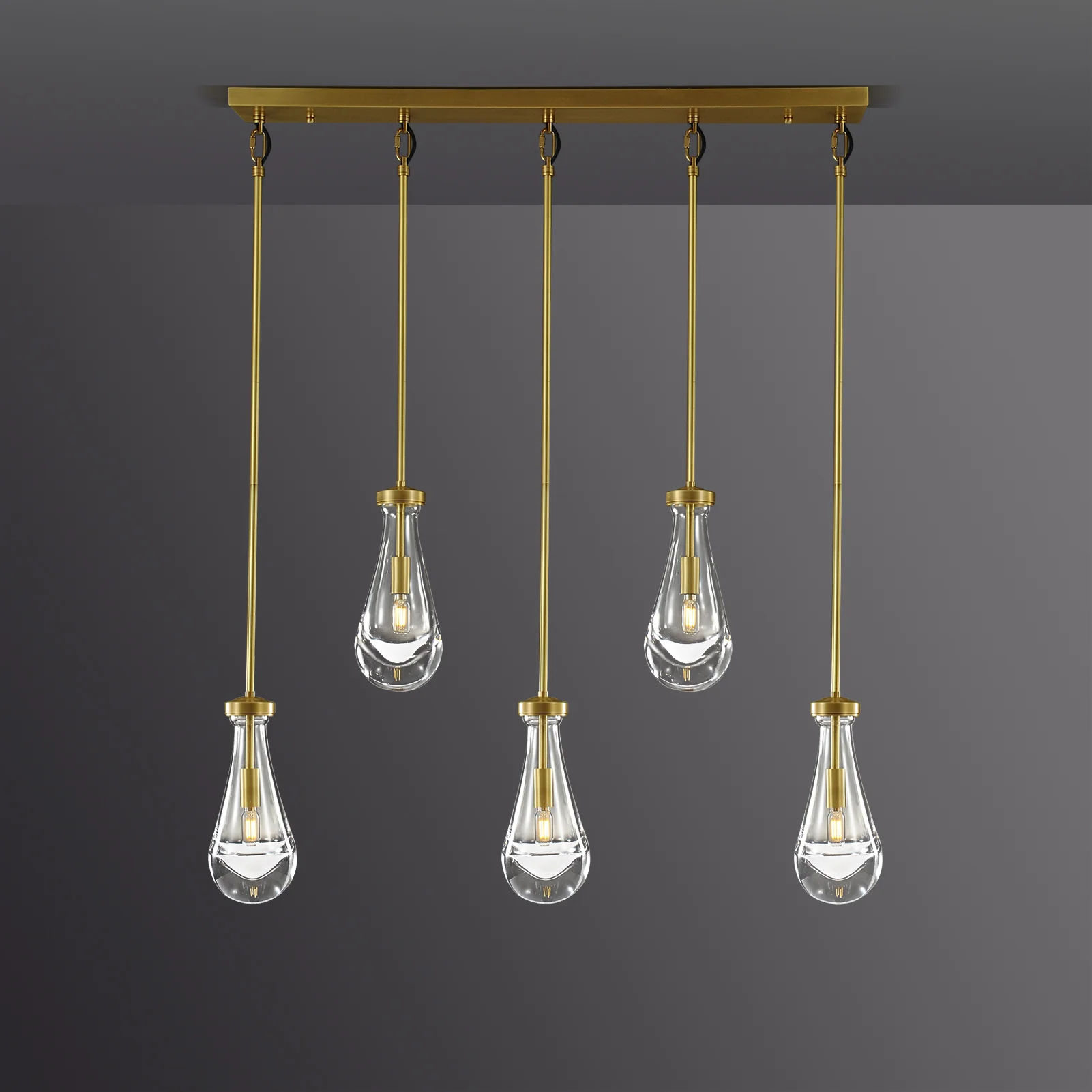 Raindrop Linear Dining Room Chandelier 5 Lights 36