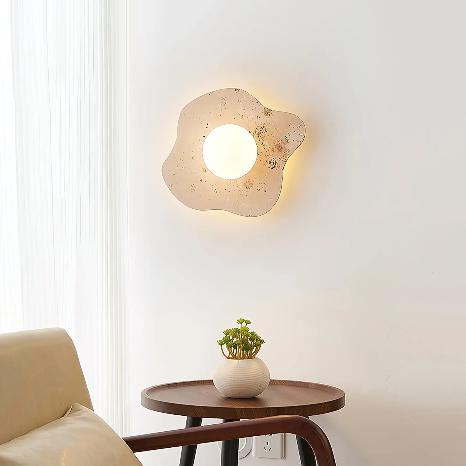 Travertine Blob Glass Wall Lamp