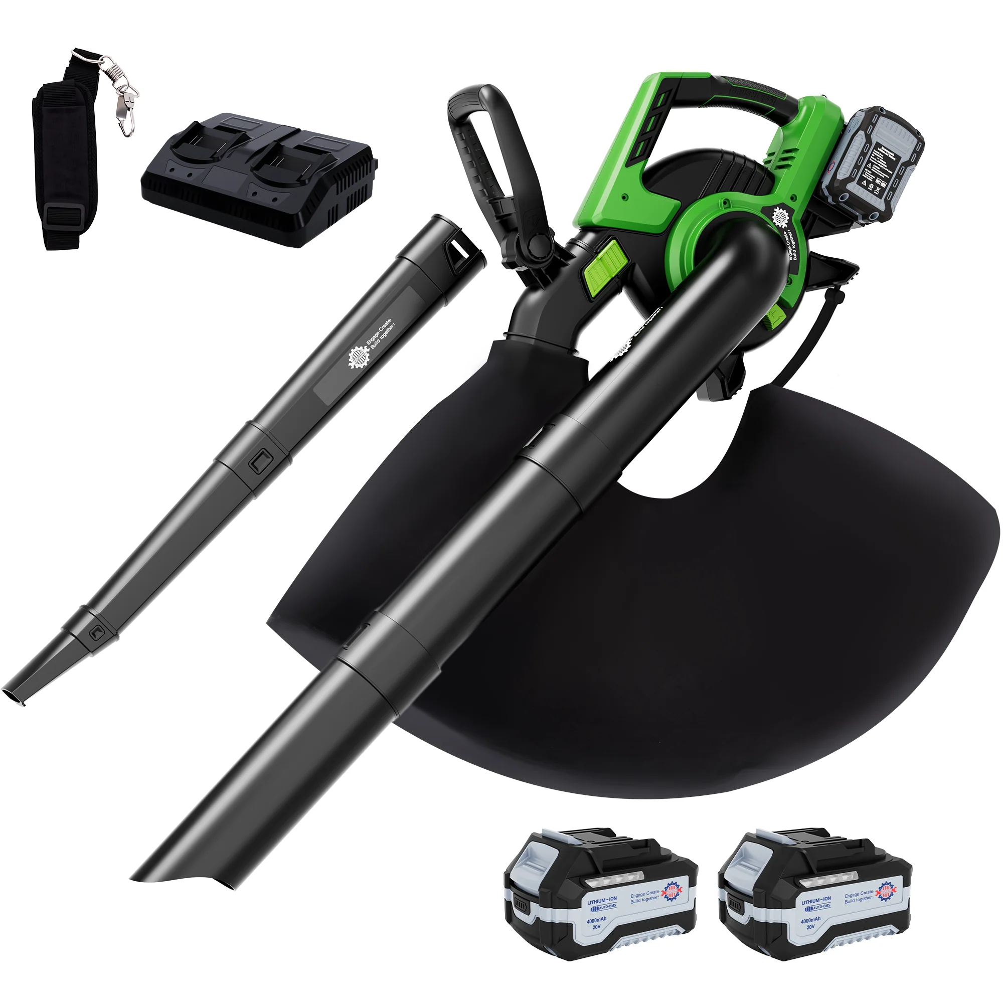 Powerful 40V Brushless 3 in 1 Leaf Blower and Mulcher with 4.0Ah Battery