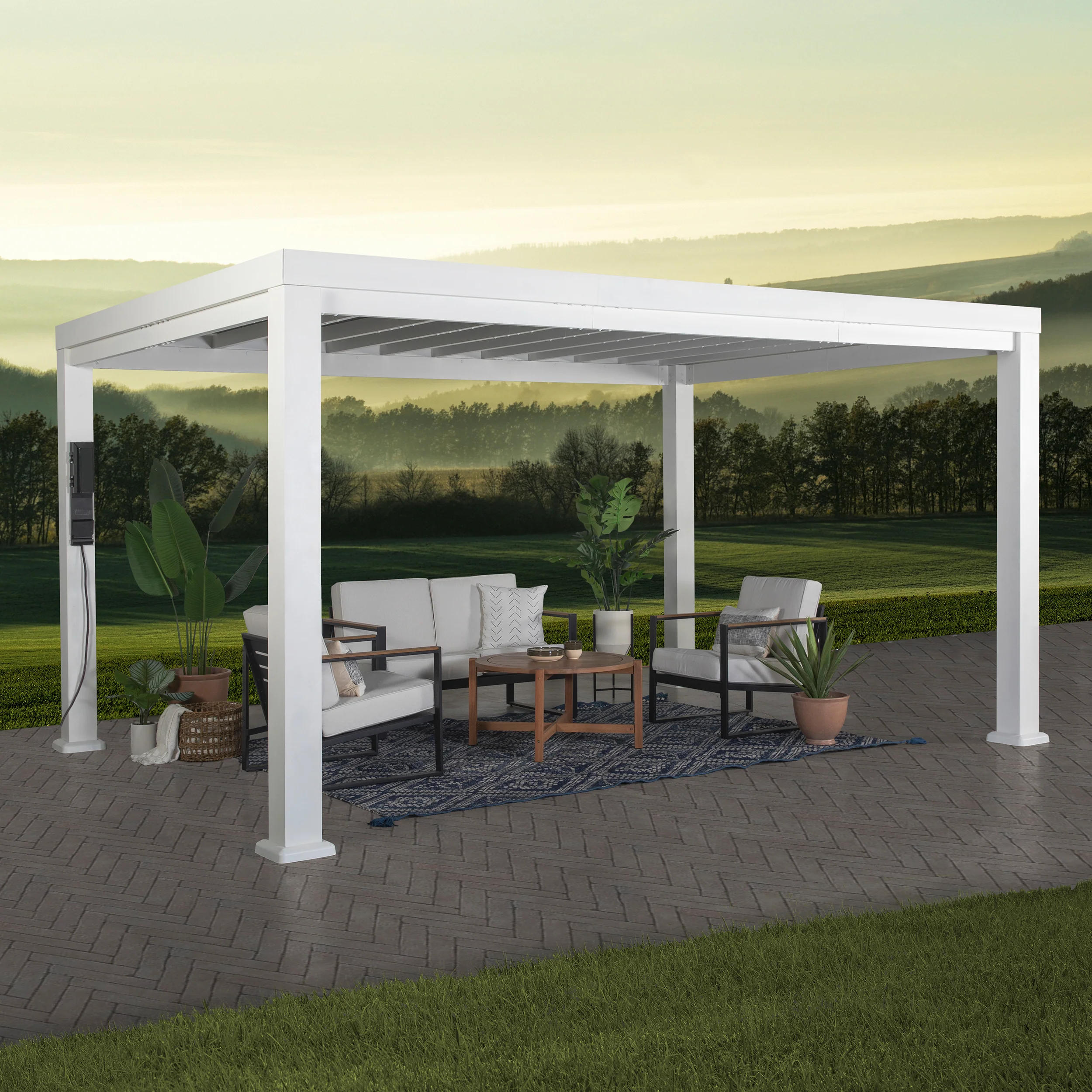 14x12 Windham Modern Steel Pergola With Sail Shade Soft Canopy