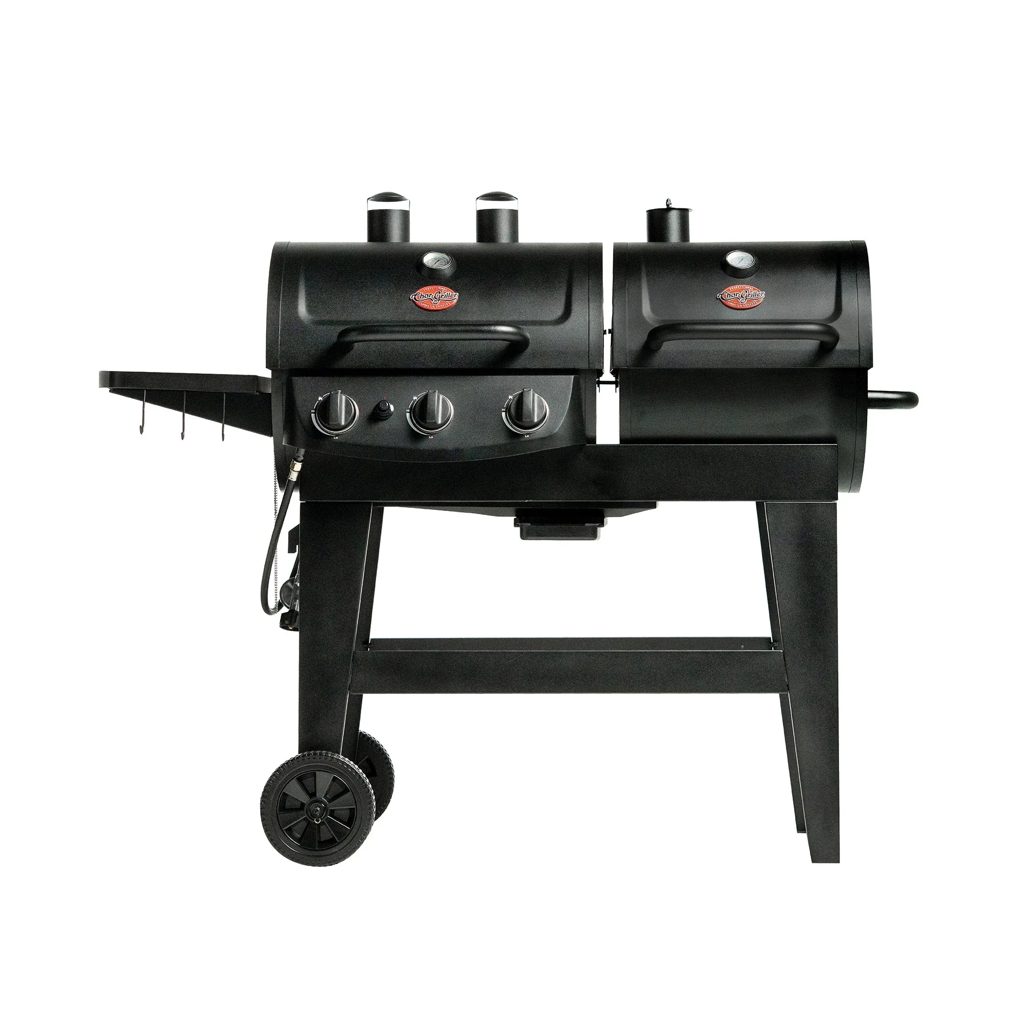Dual-Fuel Pro? 3-Burner Gas and Charcoal Grill and Smoker