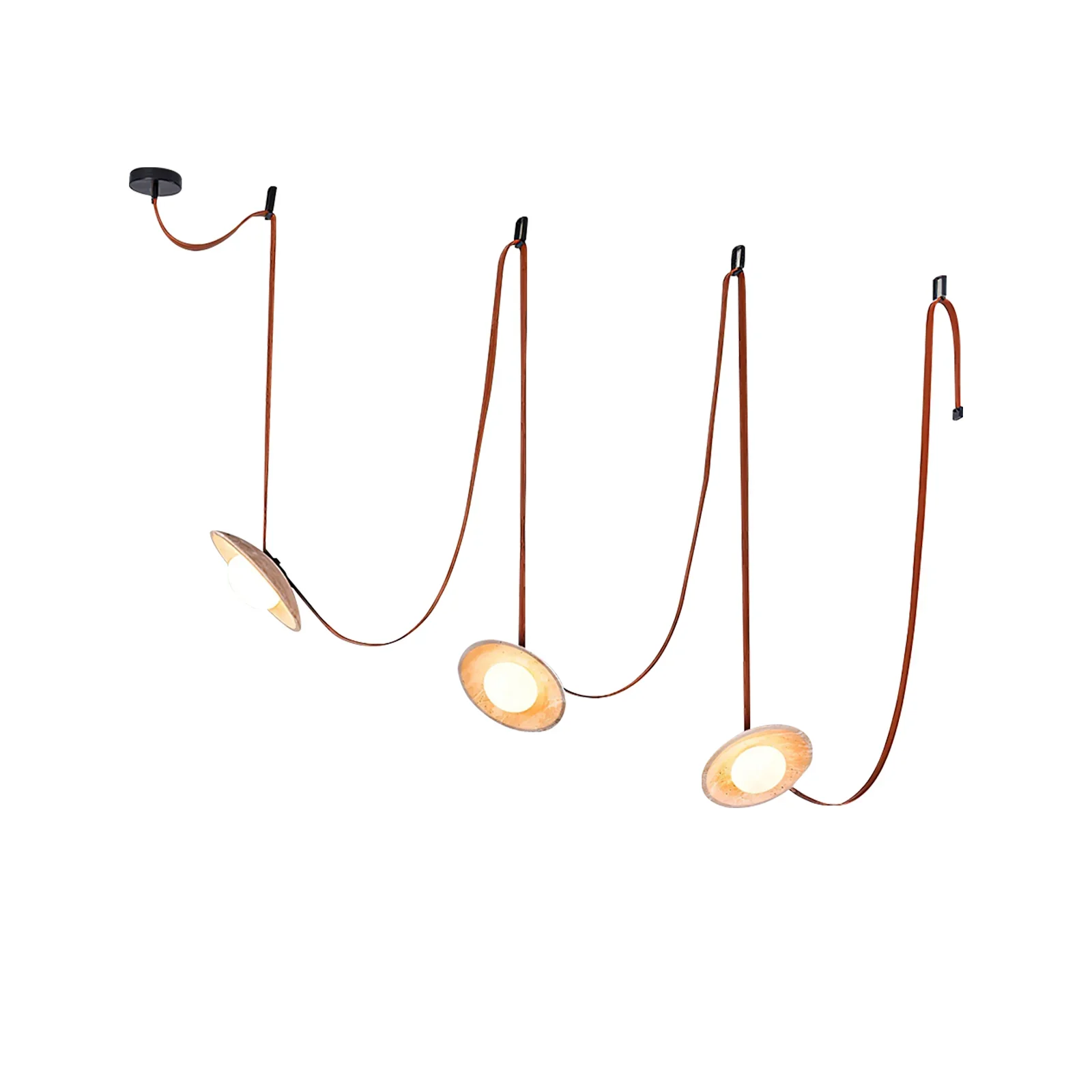 Travertine  Lasso Stone Leather Chandelier