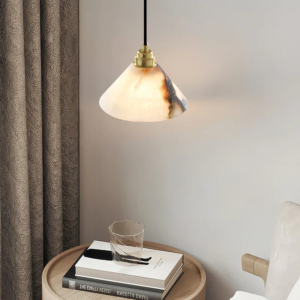 Alabaster Triangle Cone Pendant Light