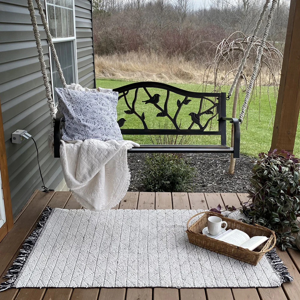 MFSTUDIO Porch Swing Seat with Hanging Chains, Patio Swing Bench