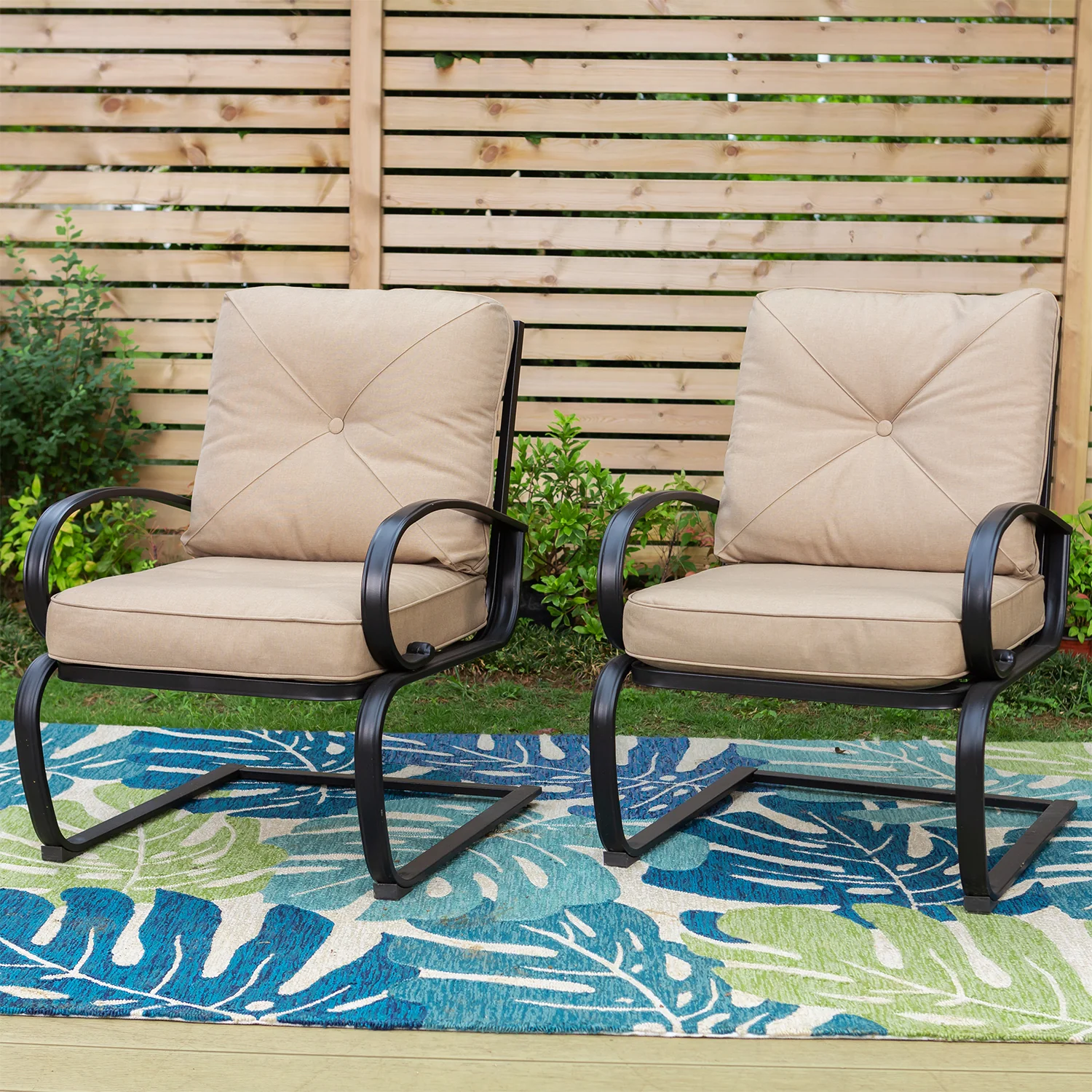 Sophia & William C-Spring Metal Cushioned Lounge Chairs