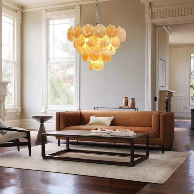 Lorina Gold Vintage Glass Chandelier