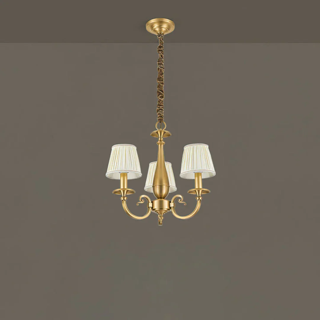 Pleated Brass Chandelier