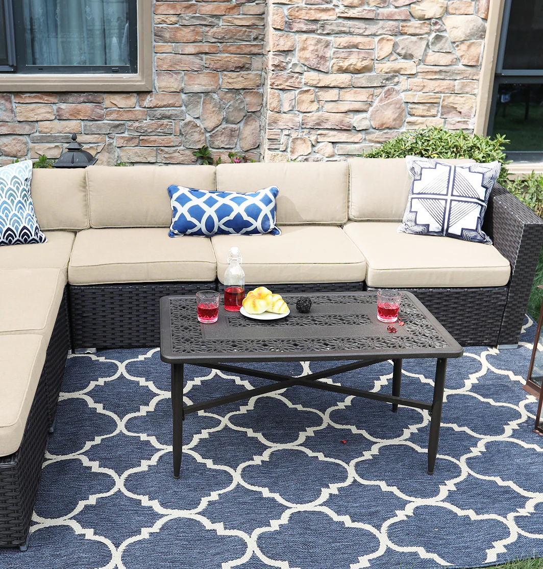 MFSTUDIO Cast Aluminum Outdoor Patio Retro Tea Table