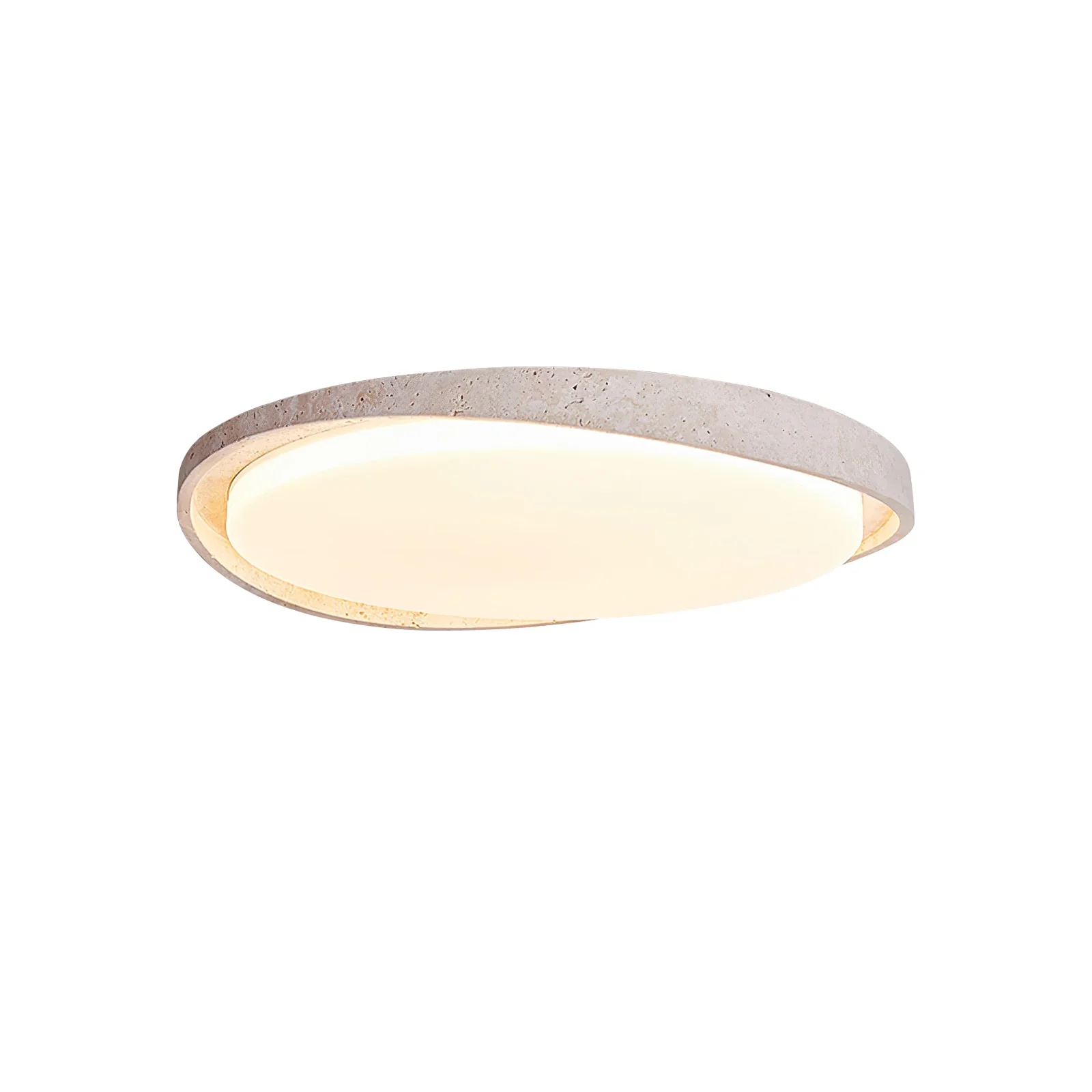 Round Lumen Arc Travertine Ceiling Light