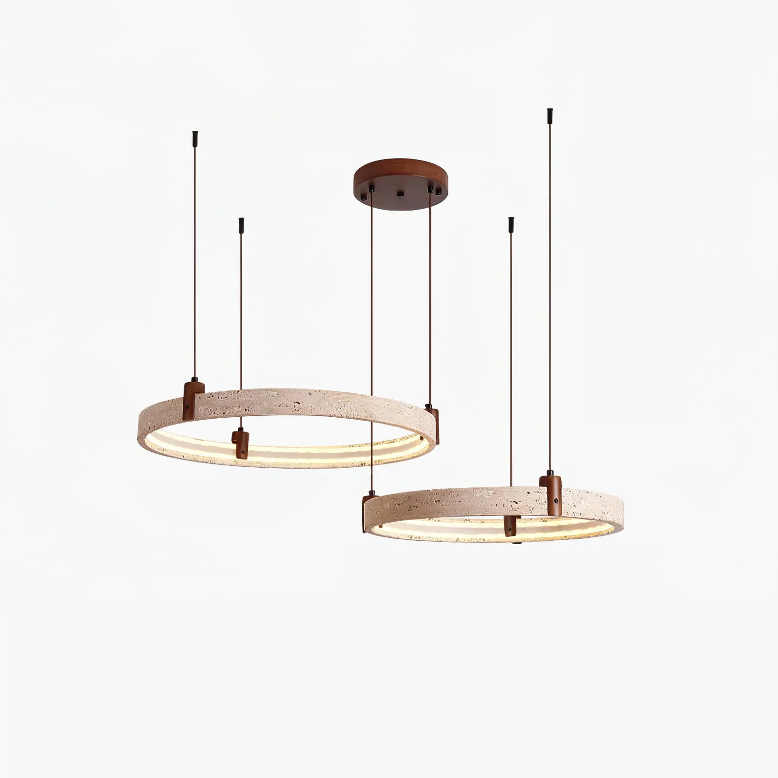 Round Travertine Celestial Orbit Ring Chandelier