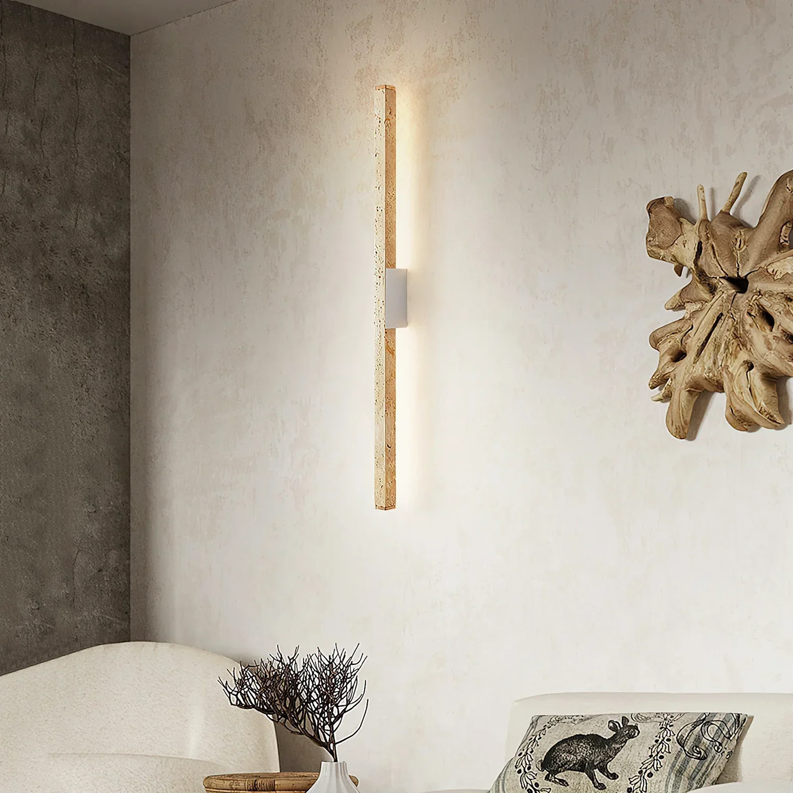 Long Strip Travertine Prometheus Wall Lamp