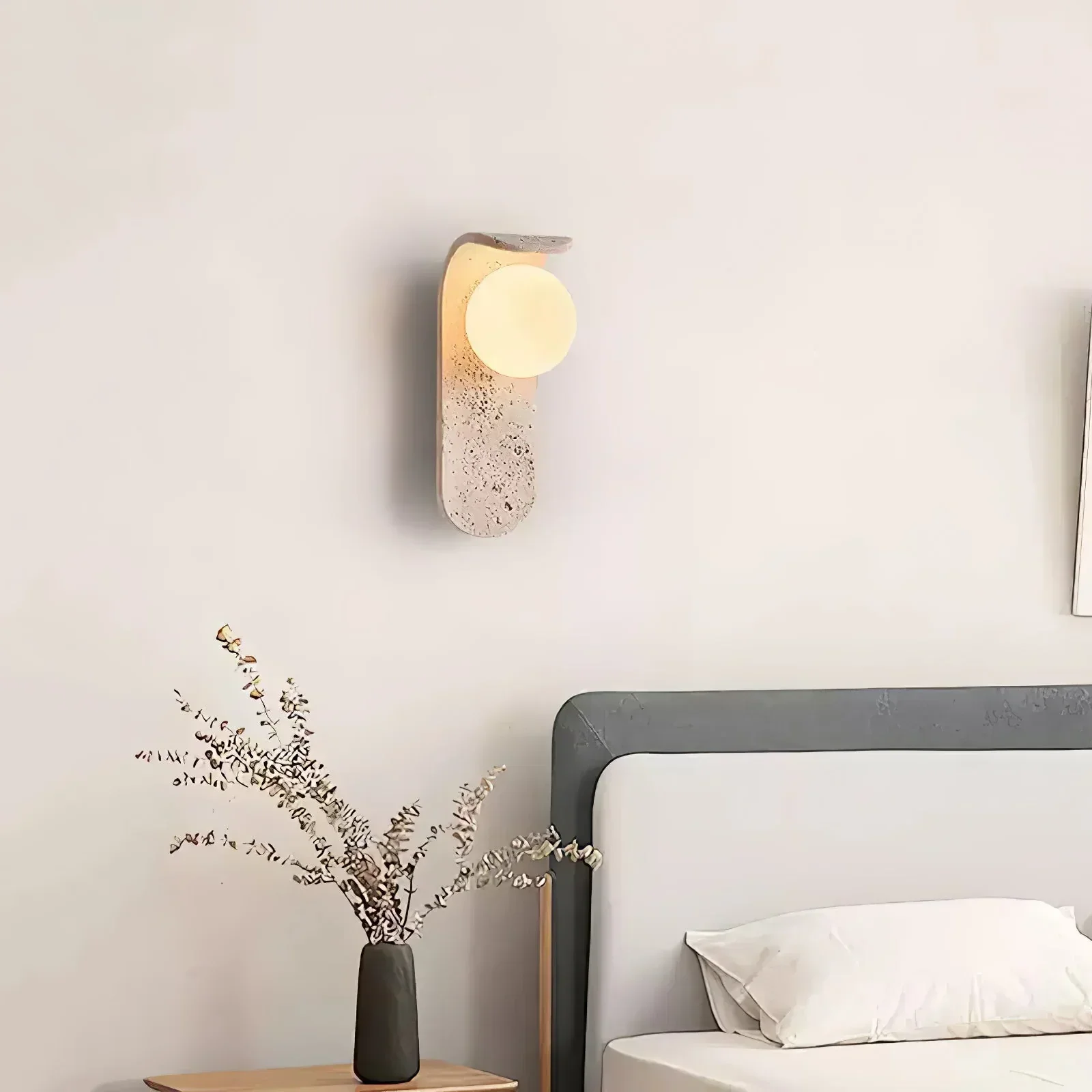 Curve Solis Travertine Wall Lamp