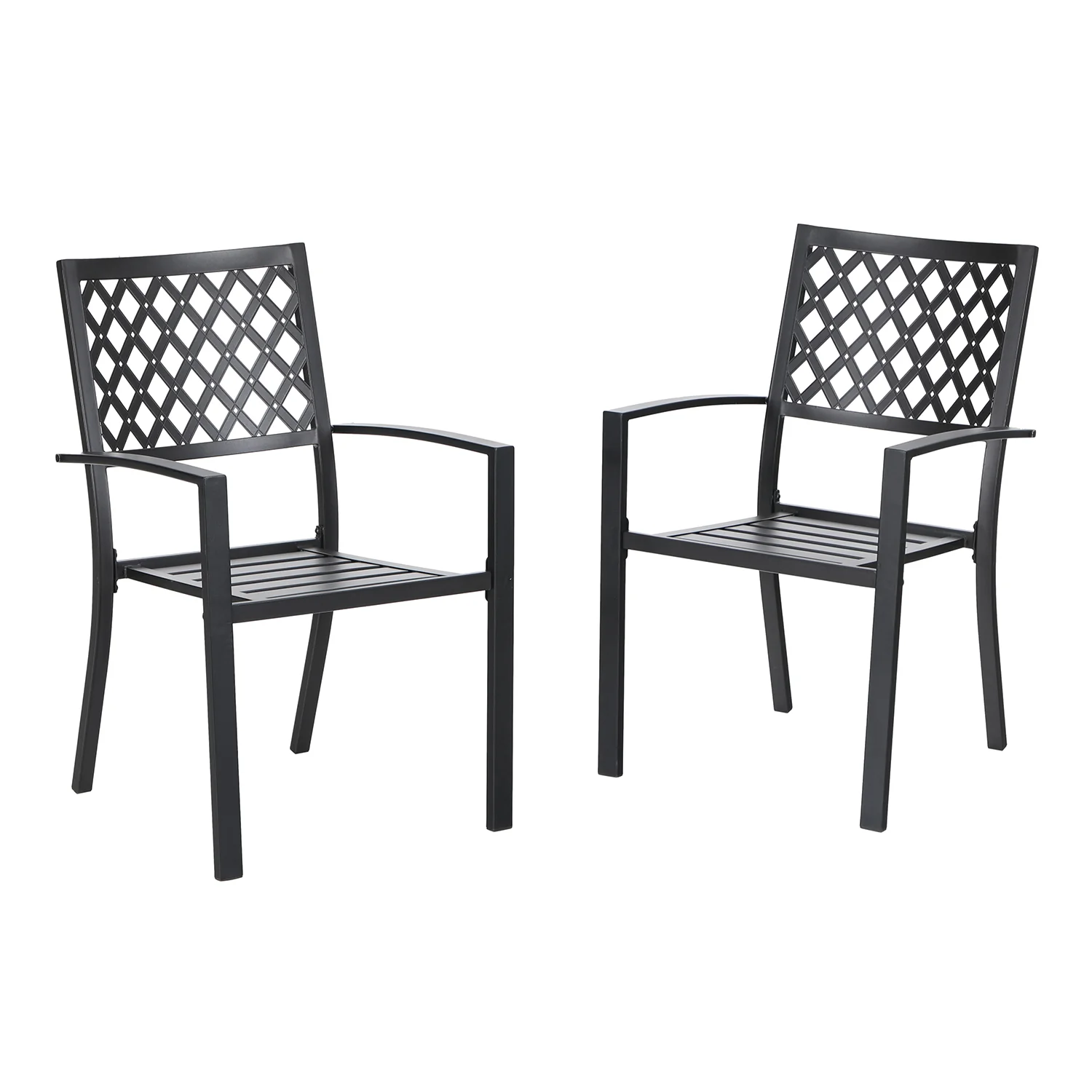 PHI VILLA 2-Piece Outdoor Patio Metal Dining Chairs for Garden,Backyard